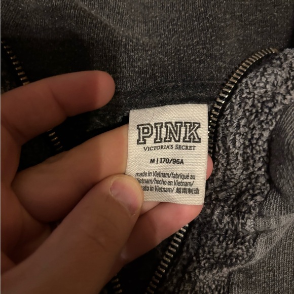PINK Victoria's Secret Gray Zip Up Sweater with Mock Neck - Picture 2 of 2